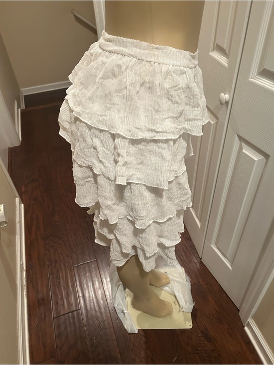 Dresses & Skirts - White Tiered Ruffle Midi Skirt swim suit cover up